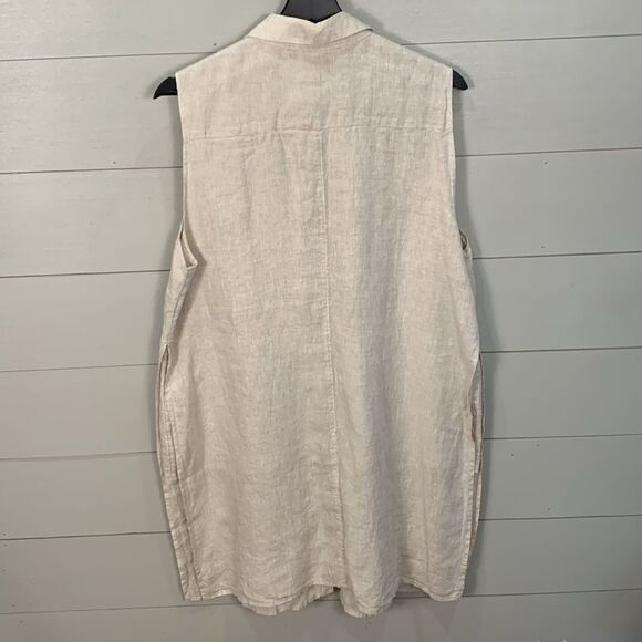 Chicos Linen Side Slit ahirt NWT size 2 natural spring tunic blouse - Picture 6 of 8